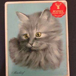 Vintage Kitten McVitie's Biscuits cookie Tin from Scotland Mischief Collectible